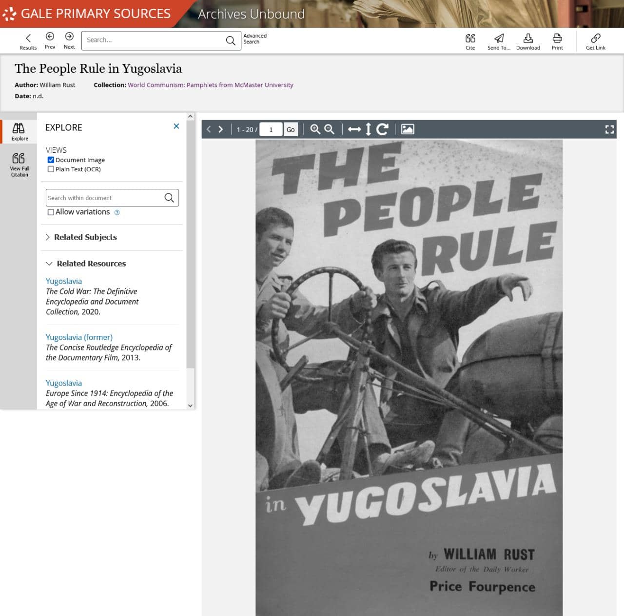 Rust, William. The People Rule in Yugoslavia. N.d.