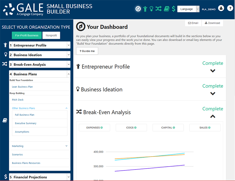 Gale Business Plan Builder