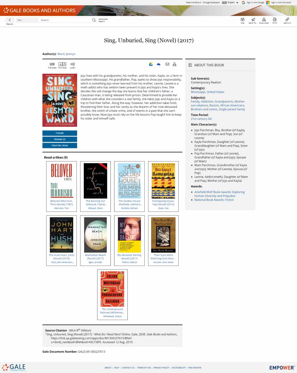 Read-alikes help users find other like titles.