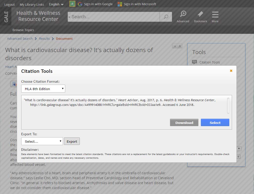 Generate citations in the latest versions of the most popular citation styles and export to several different citation management tools.