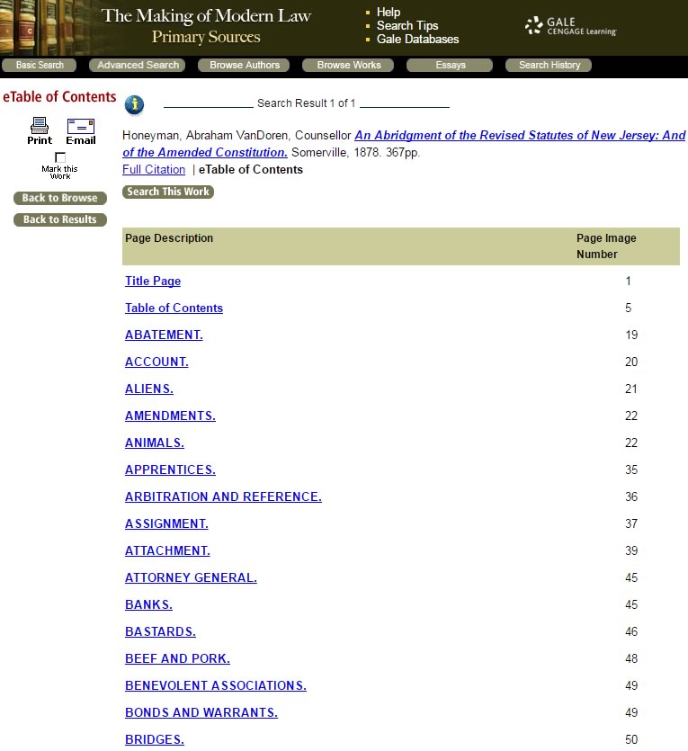 Use the MOML interface to access an eTable of contents for each document